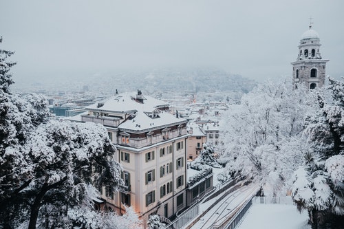 View of Snowy Downtown